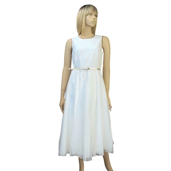 Calvin Klein Belted White Dress - Picture 1 of 9
